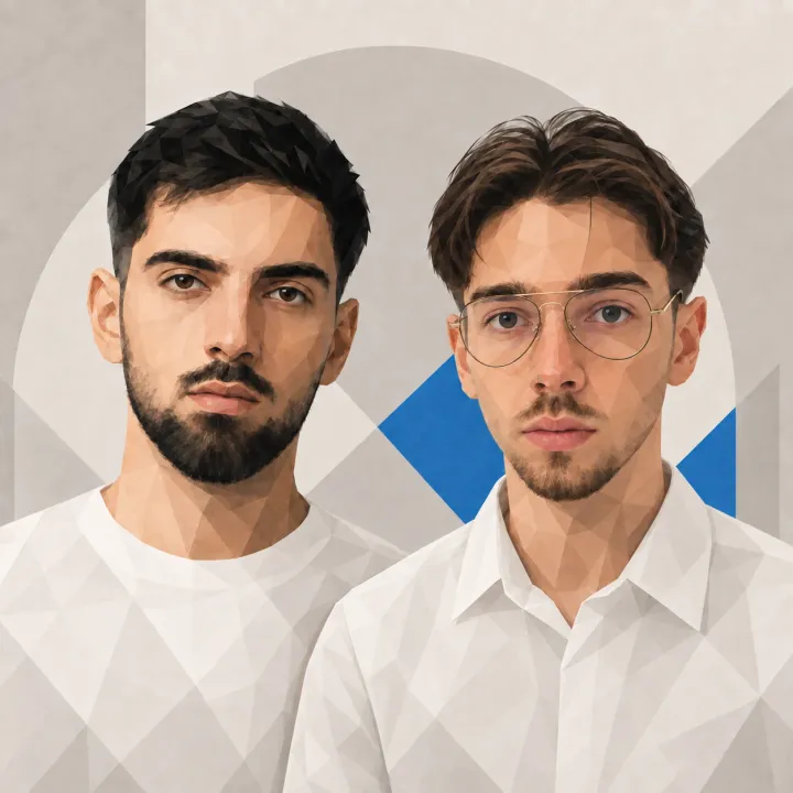 Retrato ilustrado de Rafael y Martín González